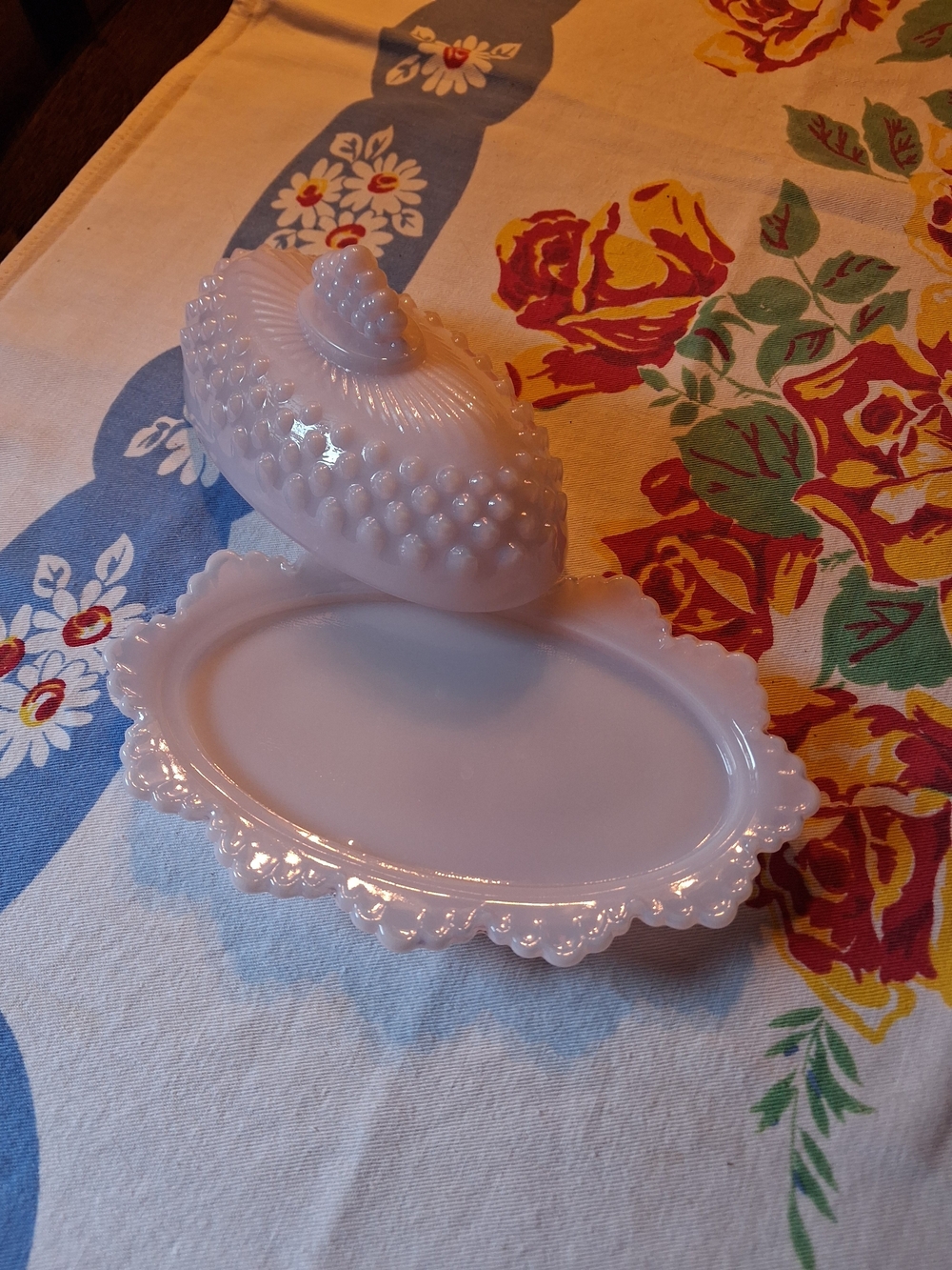Mosser Pink Milk Glass Hobnail Covered Butter Dish - Pink - Picture 4 of 9
